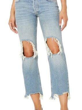 We The Free Maggie Distressed Cropped Denim Jeans - Light Blue